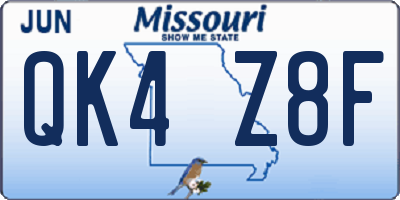 MO license plate QK4Z8F