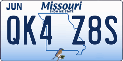 MO license plate QK4Z8S