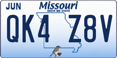 MO license plate QK4Z8V