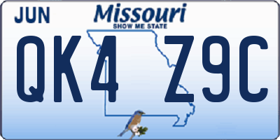 MO license plate QK4Z9C