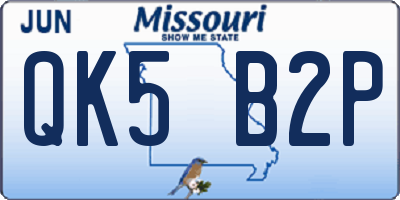 MO license plate QK5B2P
