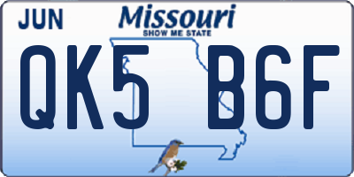 MO license plate QK5B6F