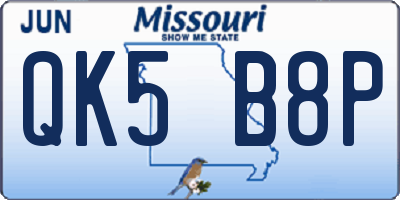 MO license plate QK5B8P