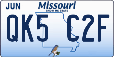 MO license plate QK5C2F