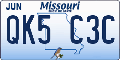 MO license plate QK5C3C