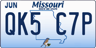 MO license plate QK5C7P