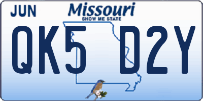 MO license plate QK5D2Y