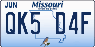 MO license plate QK5D4F