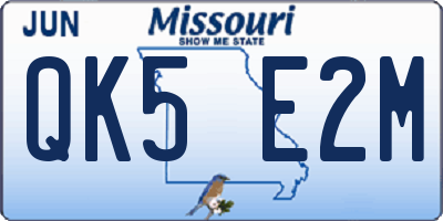 MO license plate QK5E2M