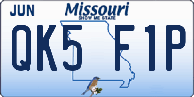 MO license plate QK5F1P
