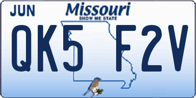 MO license plate QK5F2V