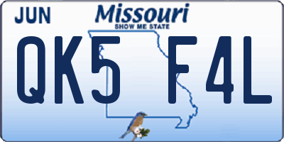 MO license plate QK5F4L