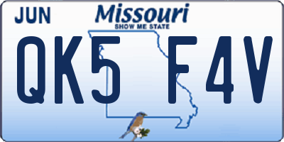 MO license plate QK5F4V