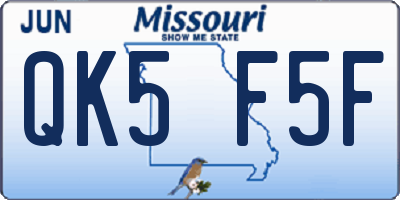 MO license plate QK5F5F