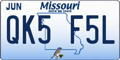 MO license plate QK5F5L