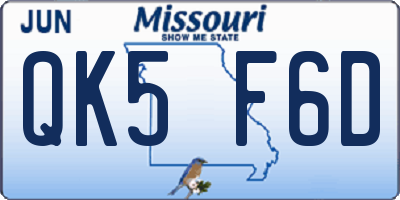 MO license plate QK5F6D