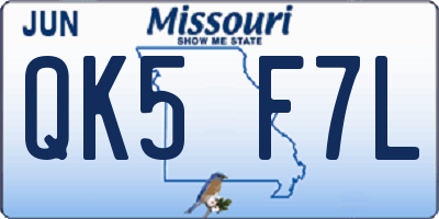 MO license plate QK5F7L