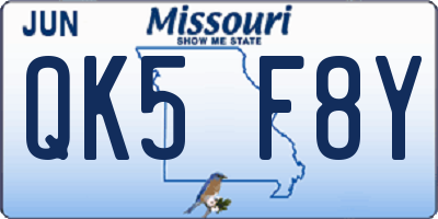 MO license plate QK5F8Y