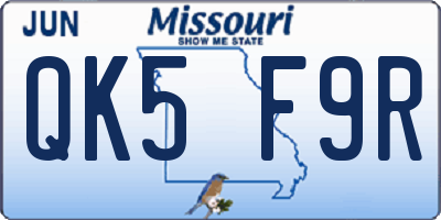MO license plate QK5F9R