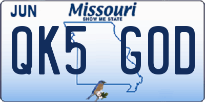 MO license plate QK5G0D