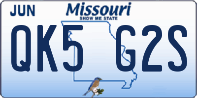 MO license plate QK5G2S
