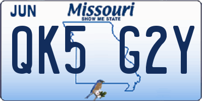 MO license plate QK5G2Y