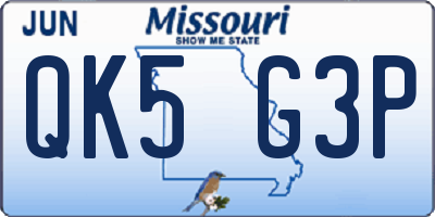 MO license plate QK5G3P