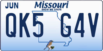 MO license plate QK5G4V