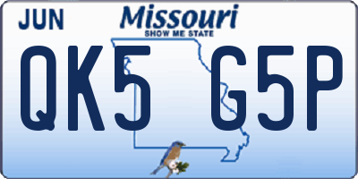 MO license plate QK5G5P