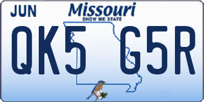 MO license plate QK5G5R