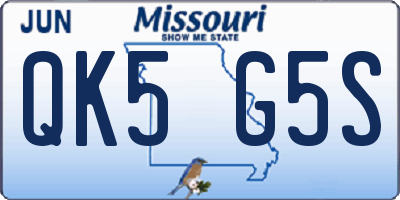 MO license plate QK5G5S