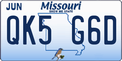 MO license plate QK5G6D