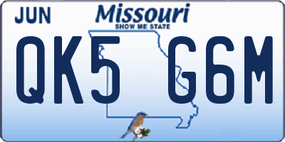 MO license plate QK5G6M