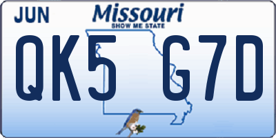 MO license plate QK5G7D