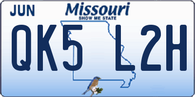 MO license plate QK5L2H