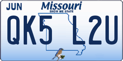 MO license plate QK5L2U