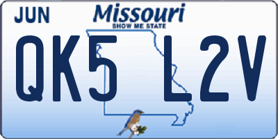 MO license plate QK5L2V