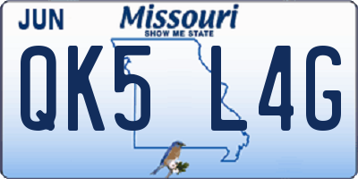 MO license plate QK5L4G