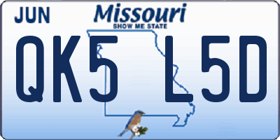 MO license plate QK5L5D