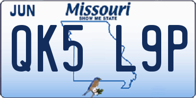 MO license plate QK5L9P