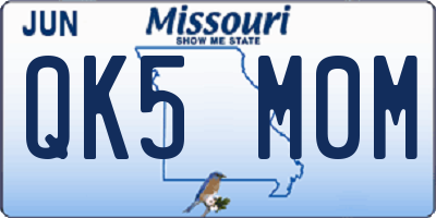 MO license plate QK5M0M