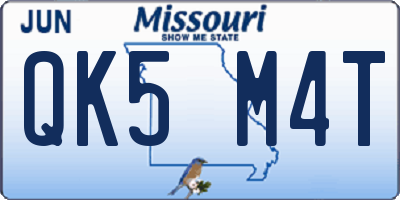 MO license plate QK5M4T