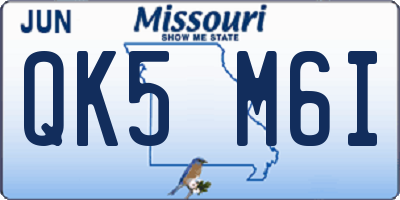 MO license plate QK5M6I