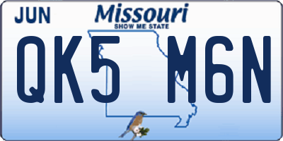 MO license plate QK5M6N