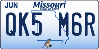 MO license plate QK5M6R