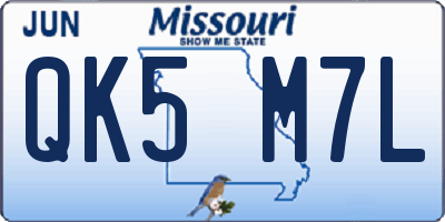 MO license plate QK5M7L