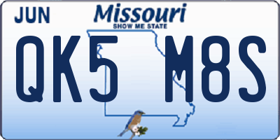 MO license plate QK5M8S