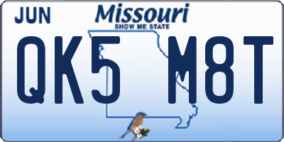 MO license plate QK5M8T