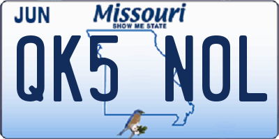 MO license plate QK5N0L