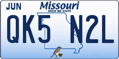 MO license plate QK5N2L